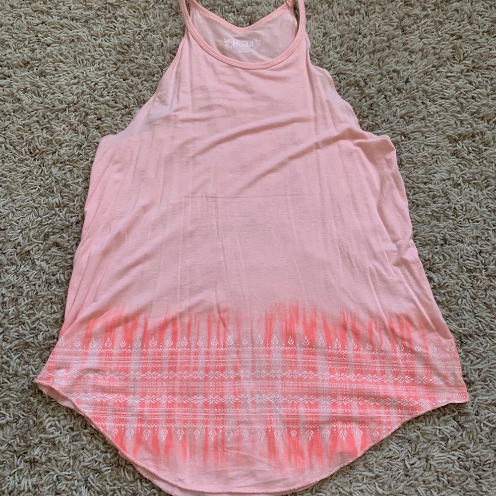 Light pink and coral tribal print tank top
